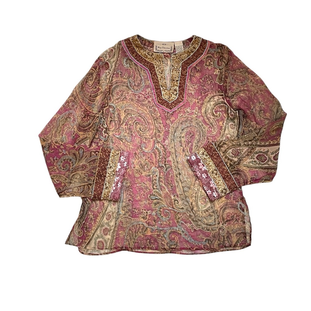 Women’s lightweight new direction pink paisley boho Tunic top